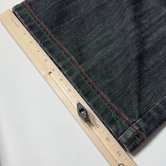 VTG 90s Y2K VICTORIOUS Colorful Embroidered Black Denim Shorts Men Size 40 (B1) - Picture 13 of 15